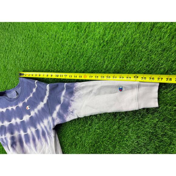 Champion Women Reverse Weave Tie Dye Crewneck Sweatshirt Purple Sz S Warm Fleece - Picture 6 of 11